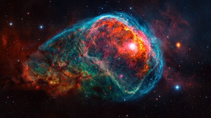 Obraz premium Colorful Cosmic Nebula with Bright Stars and Gas Clouds