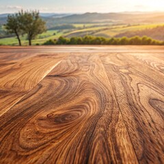 Fototapeta premium Dry desert landscapes meet mountain hills under a hot summer sky, a solitary tree punctuating the sandy dunes