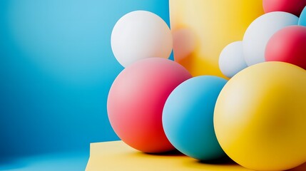 Colorful Balloons in Dynamic Arrangement, Symbolizing Joy and Creativity