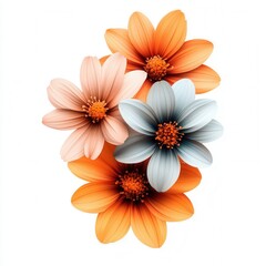 Fototapeta premium Colorful flowers bouquet, white background, design element (2)