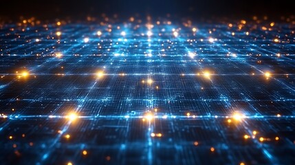 Obraz premium Abstract Digital Network Grid Illuminated With Lights