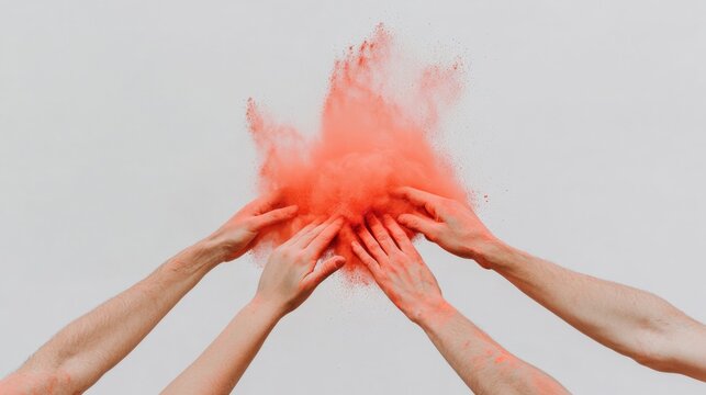 Vibrant Holi Harmony Collaborative Color Splash on White - Springtime Festival and Marketing Design for Cultural Storytelling and Event Promotion