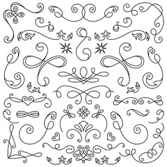 PNG Elegant vintage decorative swirl designs set on transparent background