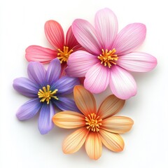 Colorful flowers bouquet, white background