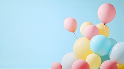 Colorful balloons arranged playfully, symbolizing joy and creativity in a simple yet vibrant design