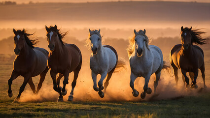 Fototapeta premium Galloping Freedom: Horses in Motion