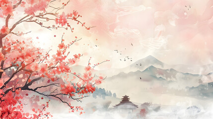 Traditional Chinese Patterns Background Chinese New Year Watercolor