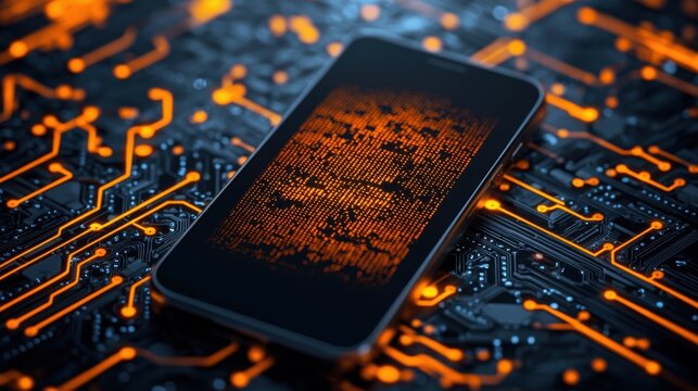 Digital Payments Mobile Wallets Security concept. Glowing Smartphone with Secure Mobile Wallet App for Digital Payments and Banking