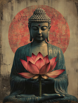 Lord buddha holding lotus flower