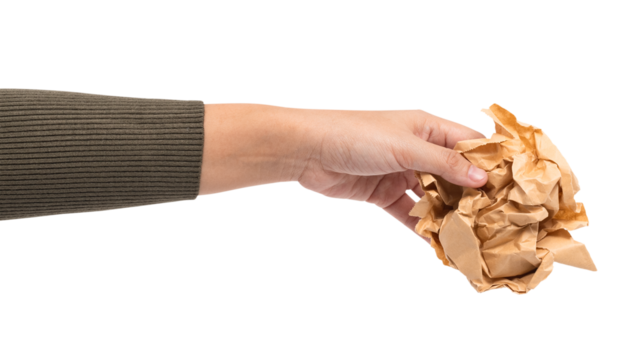 Png recyclable paper environment mockup held by a hand