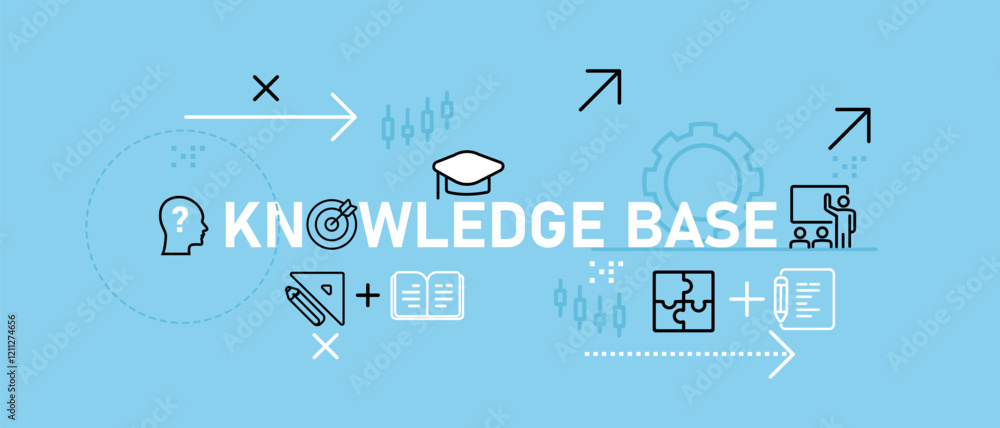 Poster knowledge base concept highlighting information repository learning hub education research developme