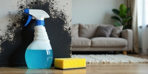 Cleaning supplies and mold remediation in a home interior