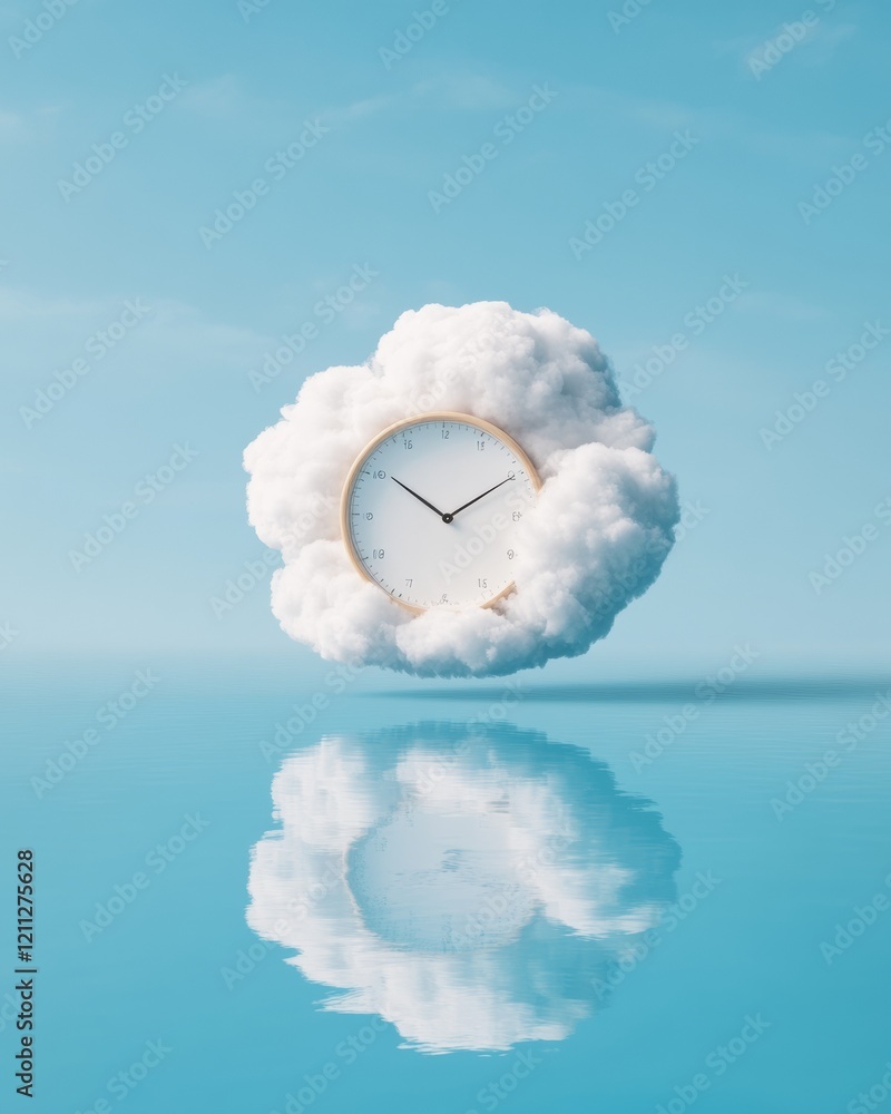 Aufkleber cloud-inspired timepiece display vintage clock in soft cloud formation - climate awareness visualiza