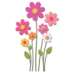 Obraz premium Colorful paper flowers bouquet, white background, craft (4)