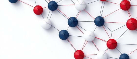 Obraz premium A network of colored spheres connected by lines, representing a molecular structure or abstract concept in science and technology.