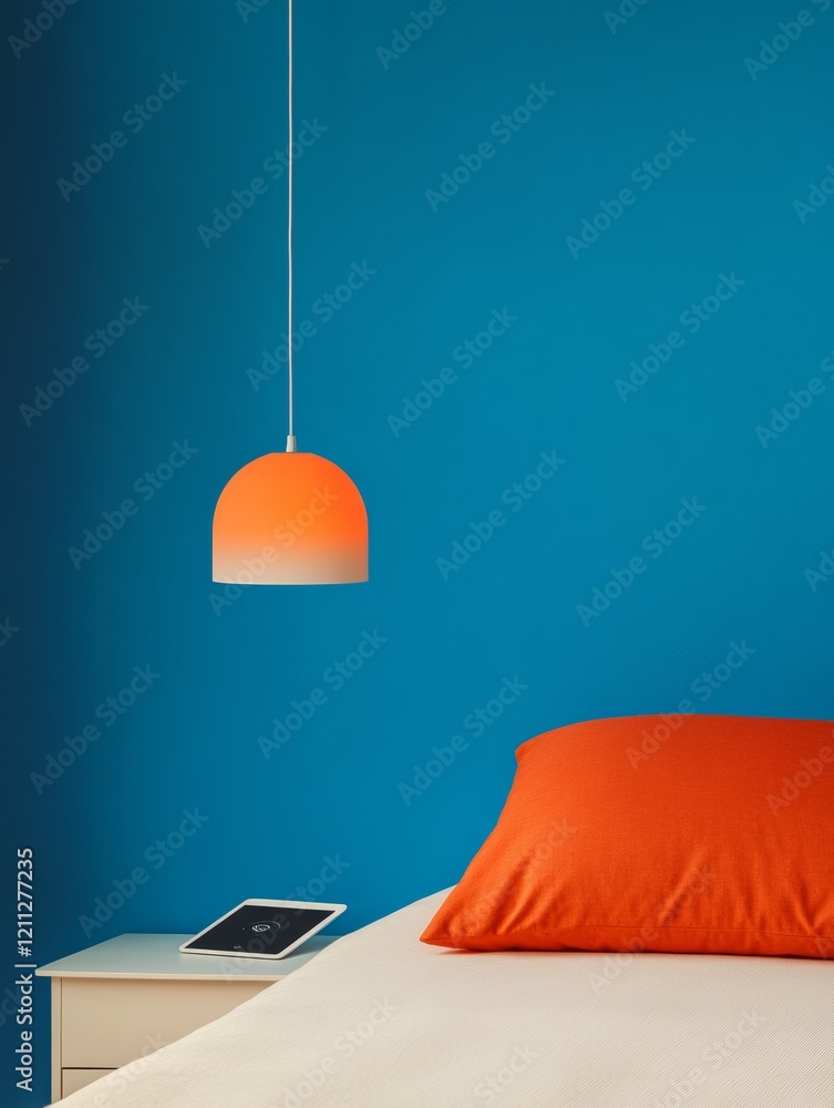 Poster Modern Minimalist Bedroom Smart Assistant-Controlled Lighting and IoT Device Integration for Enhanced Comfort - Home Automation and Intelligent Living Solutions