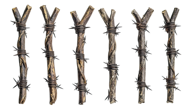 Barbed Wire Set Showcasing Various Twisted Pieces Generative AI