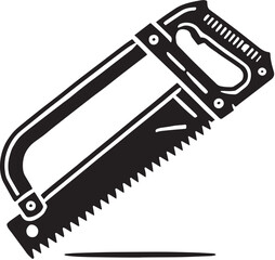 Black Color Hacksaw Silhouette Vector Illustration, Solid White Background. minimal vector design