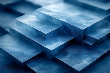 Abstract Blue Cubes Geometric Structure Design