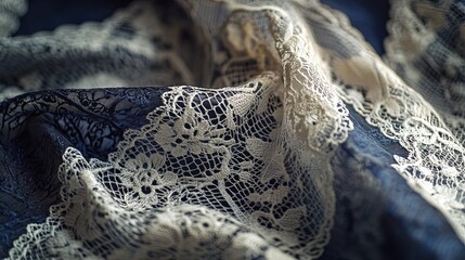 Obraz premium Close-up of intricate lace fabric, elegant and refined texture 