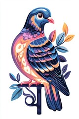 Fototapeta premium A flat style illustrated pigeon, isolate on white background, with clean lines and simple forms.