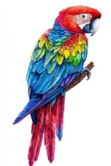 Fototapeta premium A flat style illustrated parrot, isolate on white background, with clean lines and bright colors.