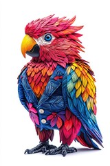Obraz premium A parrot dressed in a suit, isolate on white background, adding a touch of humor and style.