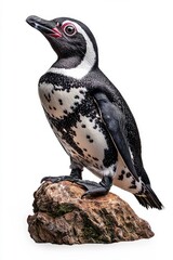 Obraz premium A penguin standing tall, isolate on white background, with its black and white feathers sleek and shiny.