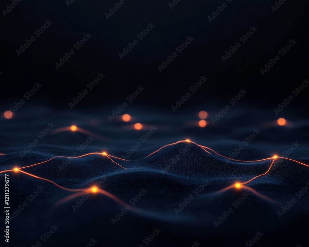 Fototapete glowing digital network abstract cryptocurrency nodes on dark textured background - advanced blockch