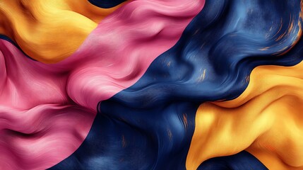 Abstract Swirling Fabric in Pink Gold and Blue Hues