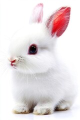 Obraz premium A baby rabbit, isolate on white background, with soft fur and an innocent expression.
