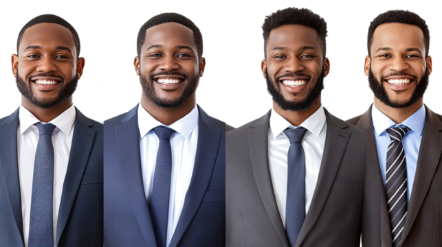 Smiling African American Businessmen in Suits Generative AI