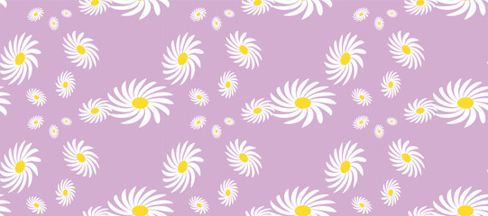 Daisy Flower Seamless Pattern. Modern Seamless Pattern of White Daisies on Color Background.