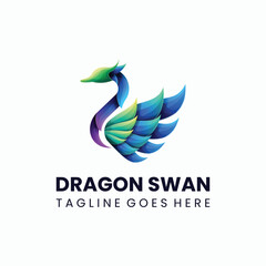 Fototapeta premium Dragon Swan Gradient Colorful Logo