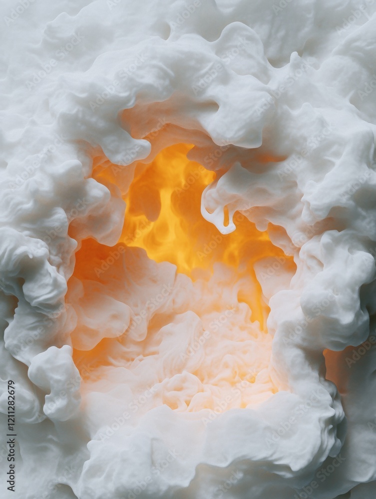 Poster Cosmic Energy Visualization Ethereal Foam with Vibrant Core - Cutting-Edge Solar Observation Imagery for Tech Innovation and Astrophysics Education