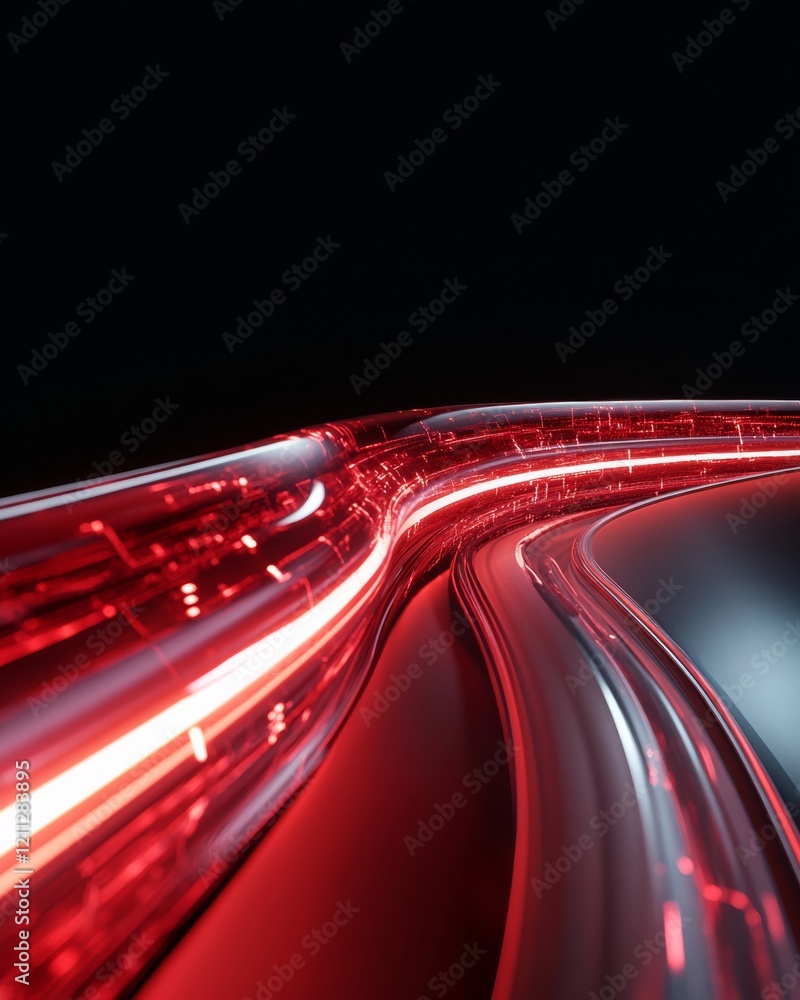 Poster futuristic aerospace interface luminous red digital circuitry with holographic displays - cutting-ed