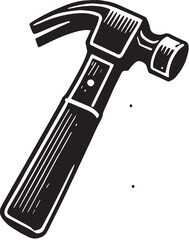 Black Color Hammer Silhouette Vector Illustration, Solid White Background. minimal vector design