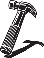 Black Color Hammer Silhouette Vector Illustration, Solid White Background. minimal vector design