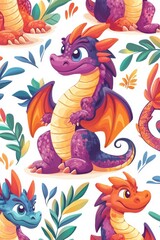 Fototapeta premium A 3D cartoon character of a dragon, isolate on white background, perfect for playful designs.