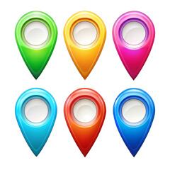 Colorful GPS pointer icons set isolated on transparent background  
