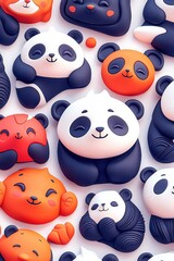 A 3D cartoon character of a panda, isolate on white background, perfect for fun designs.