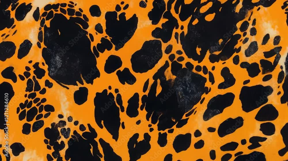 Poster bold abstract dynamic patterns in motion displaying vibrant orange and black streaks