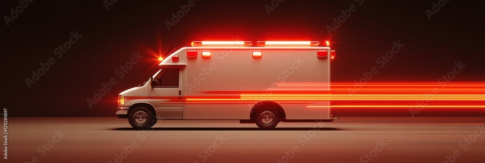 Aufkleber sleek dynamics high-speed ambulance with radiant lights on asphalt - emergency response visuals and 