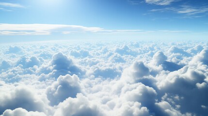 Fototapeta premium Aerial view Sunlit cloudscape, serene sky. Background use.