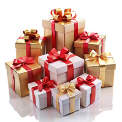 Obraz premium Elegant holiday gift boxes isolated on transparent background 