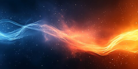 Obraz premium Light fire effect of shiny lines. Gold color glowing design element. Wavy bright stripes. 