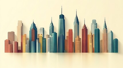 A Stylized Skyline Depicting Numerous City Buildings