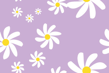 Vintage Daisy Pattern Drawing. Blossom Tender Cute Floral. Hand Drawn Fabric, Gift Wrap, Wall Art Design. Eps10.
