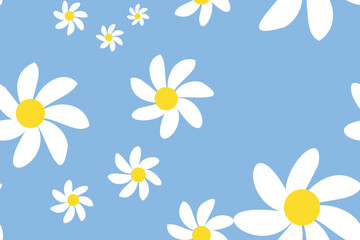 Daisy Pattern Printable. Retro Tender Cute Floral. Hand Drawn Fabric, Gift Wrap, Wall Art Design. Eps10.