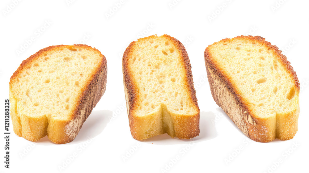 Poster toasted bread slices on transparent background generative ai